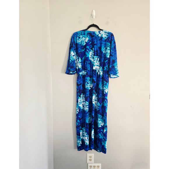 Belle Beach By Kim Gravel Blue Tie Dye Maxi Swim Cover Up M/L - Picture 4 of 4